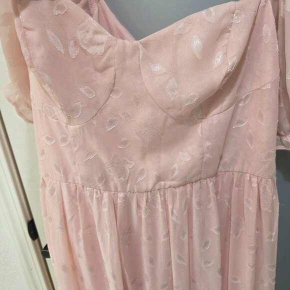Lulus Pastel Pink Puff Sleeve Maxi Dress 1X | Romantic Vibes - Picture 8 of 16
